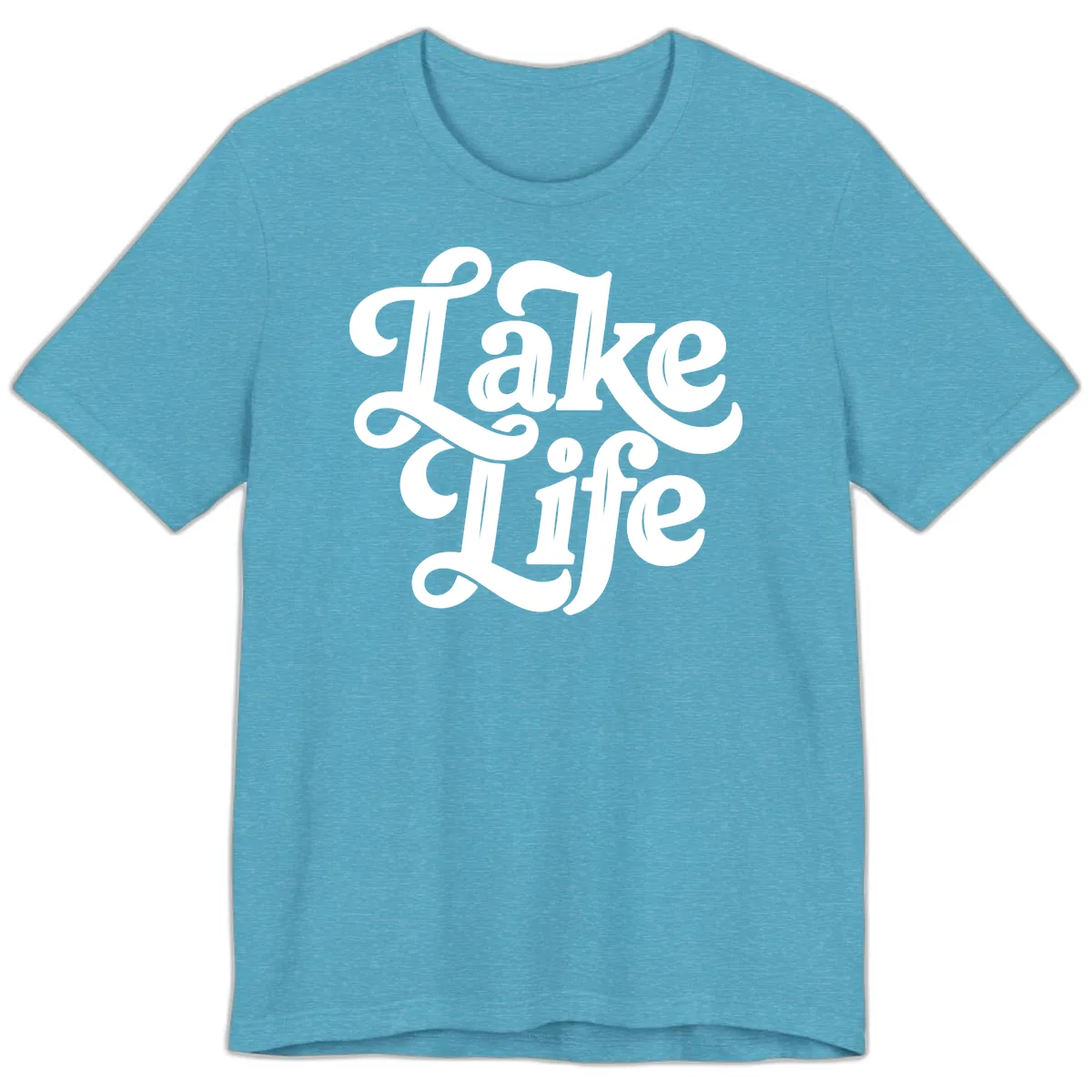 Lake Life Retro Script Premium T-Shirt in Heather Aqua