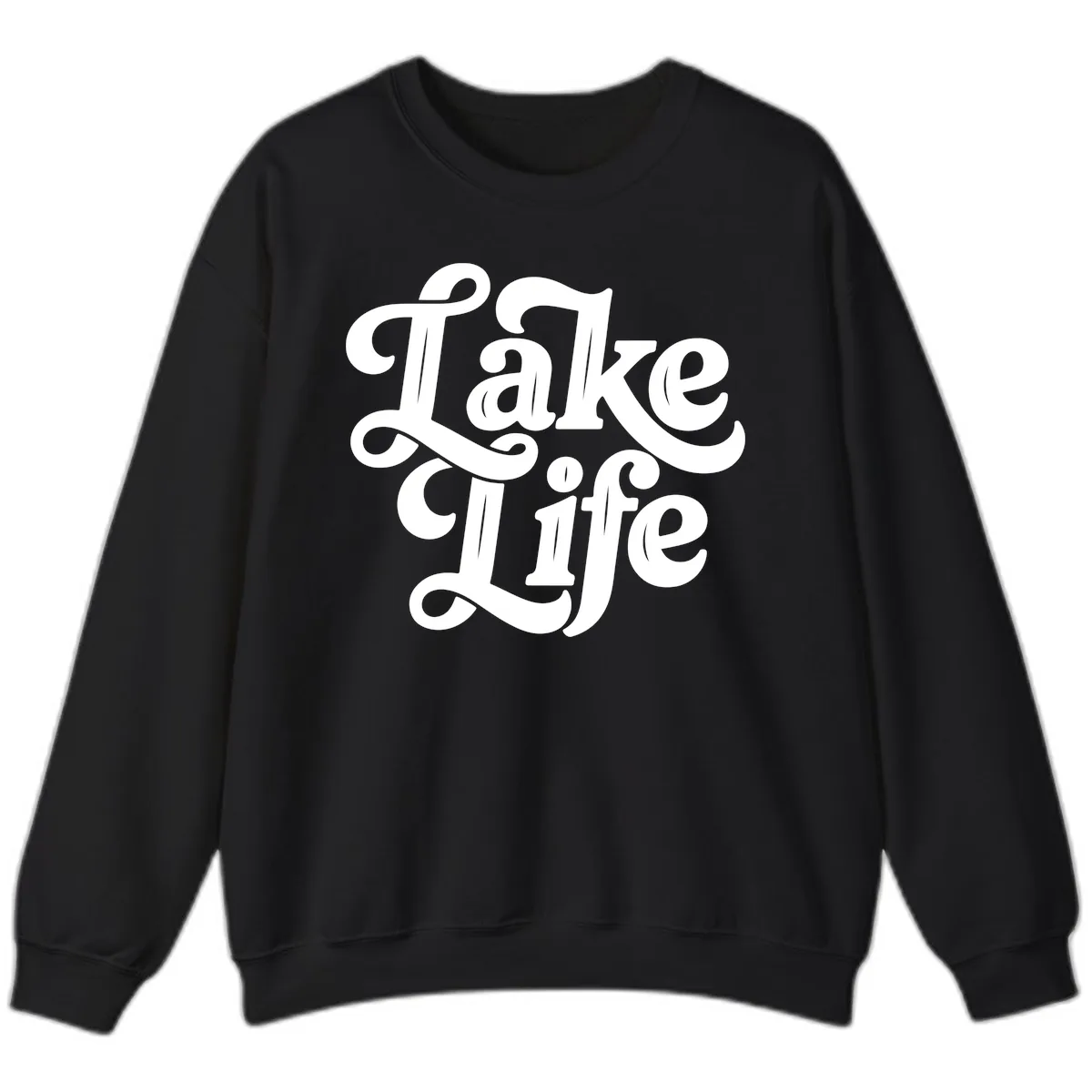 Lake Life Retro Script Sweatshirt in Black
