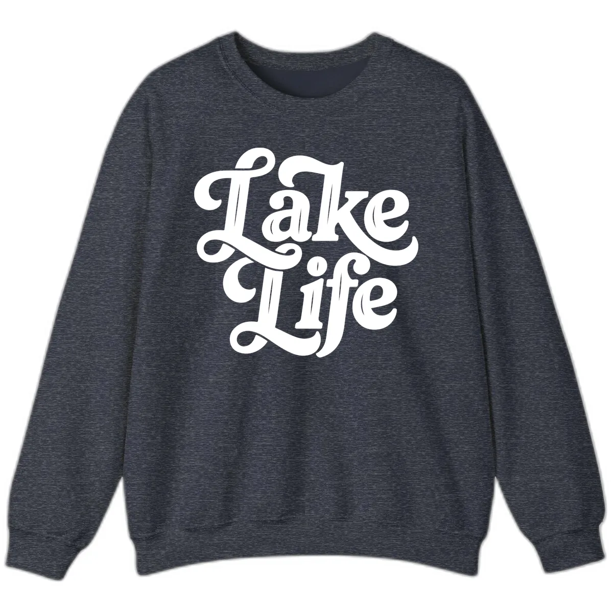 Lake Life Retro Script Sweatshirt in Heather Sport Dark Navy