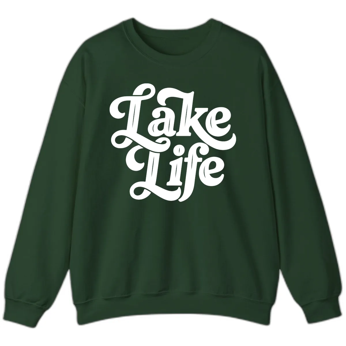 Lake Life Retro Script Sweatshirt in Forest Green