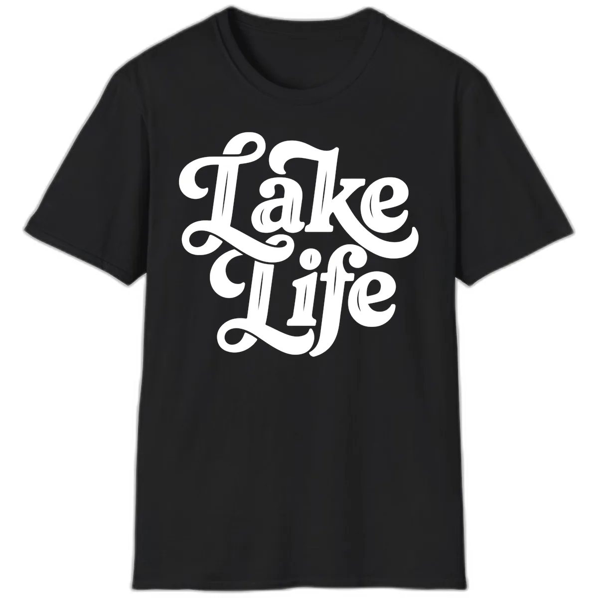 Lake Life Retro Script T-Shirt in Black