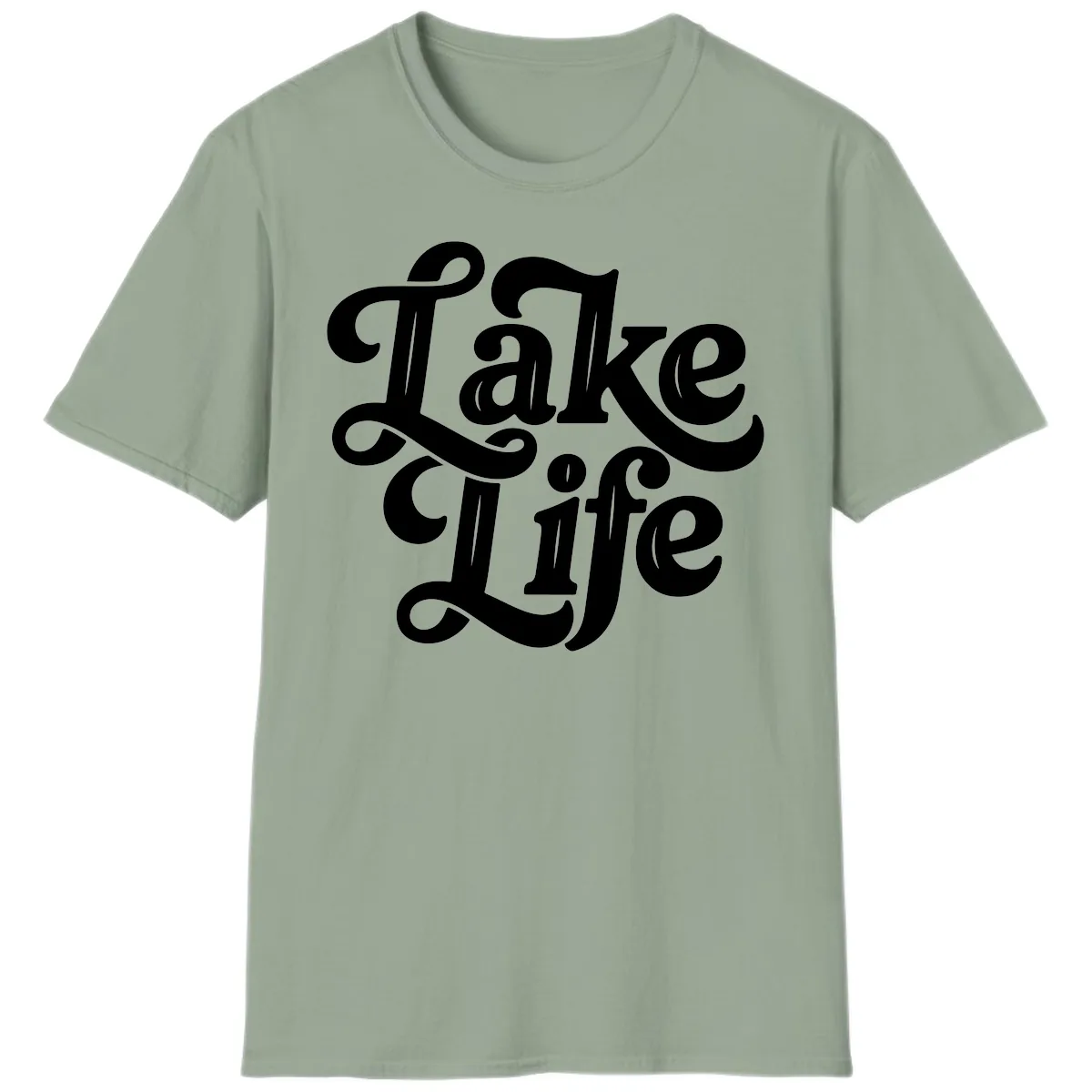 Lake Life Retro Script T-Shirt in Sage