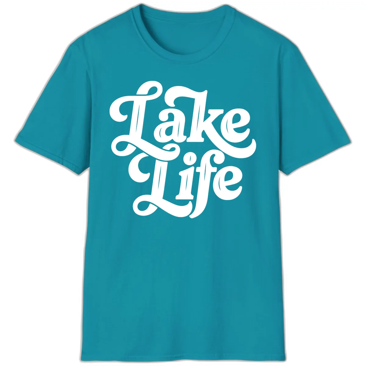 Lake Life Retro Script T-Shirt in Tropical Blue