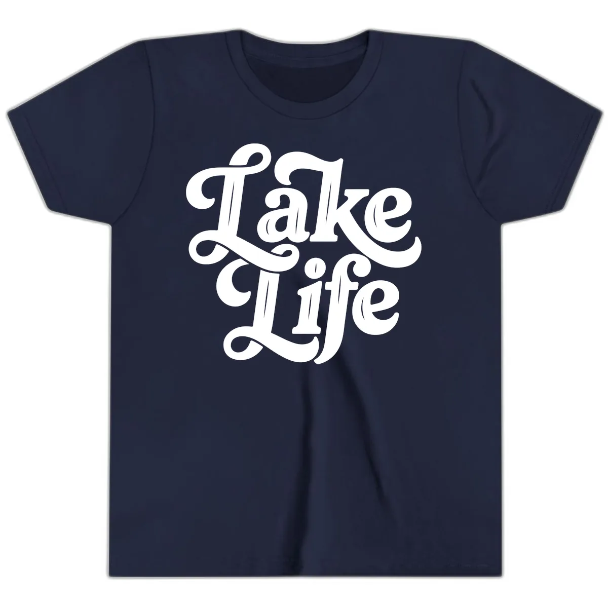 Lake Life Retro Script Youth T-Shirt in Navy