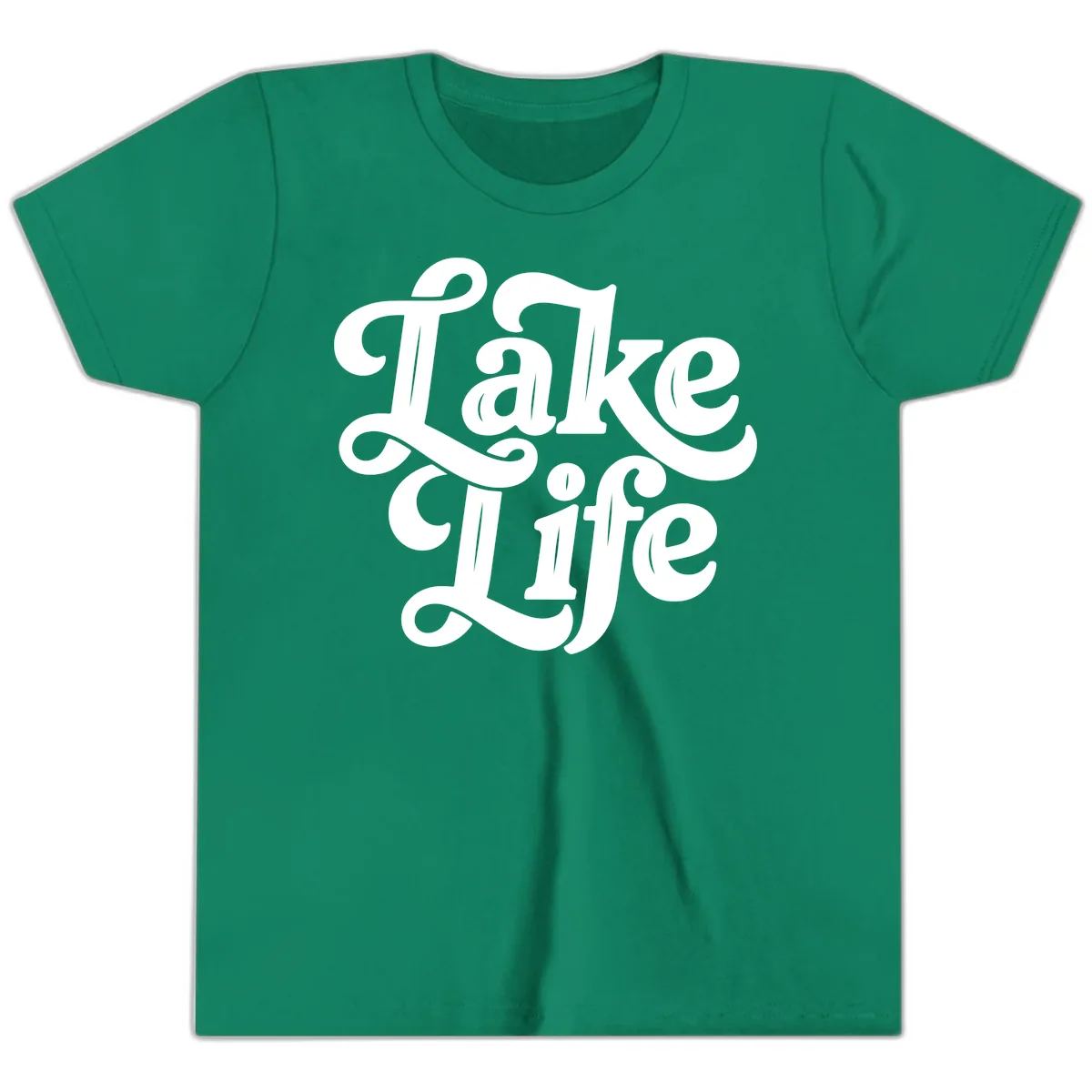 Lake Life Retro Script Youth T-Shirt in Kelly
