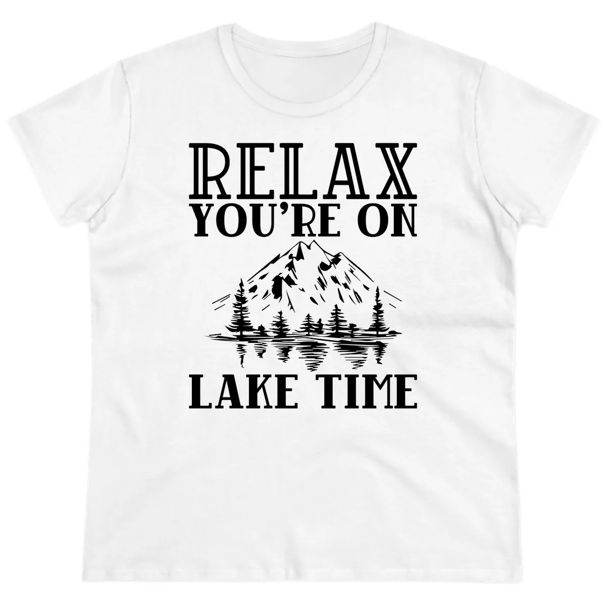 Relax You're On Lake Time Ladies Tee in White