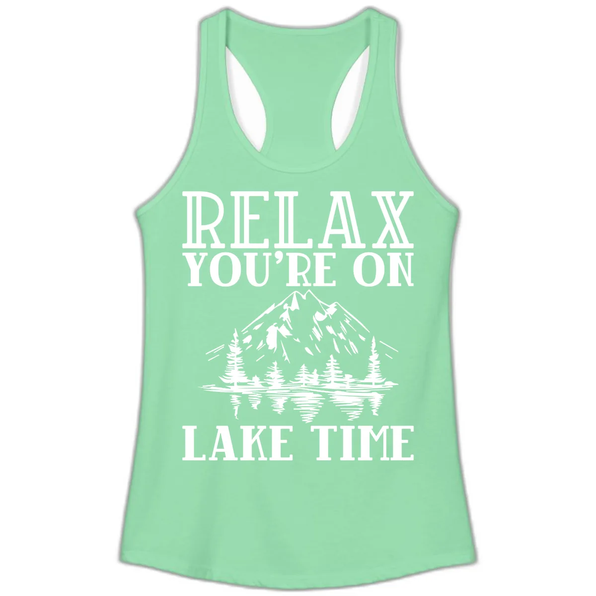 Relax You're On Lake Time Ladies Tank in Solid Mint