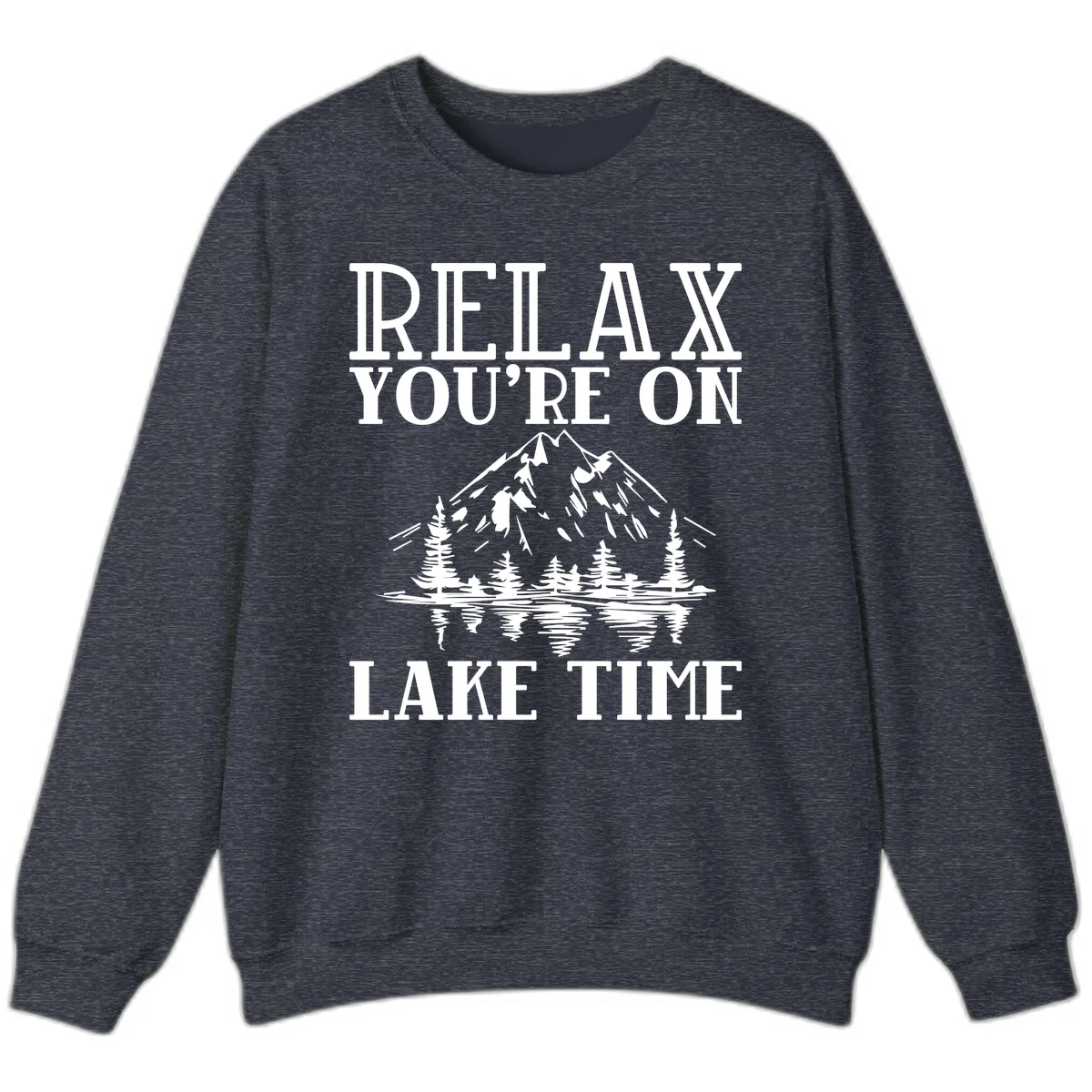 Relax You're On Lake Time Sweatshirt in Heather Sport Dark Navy
