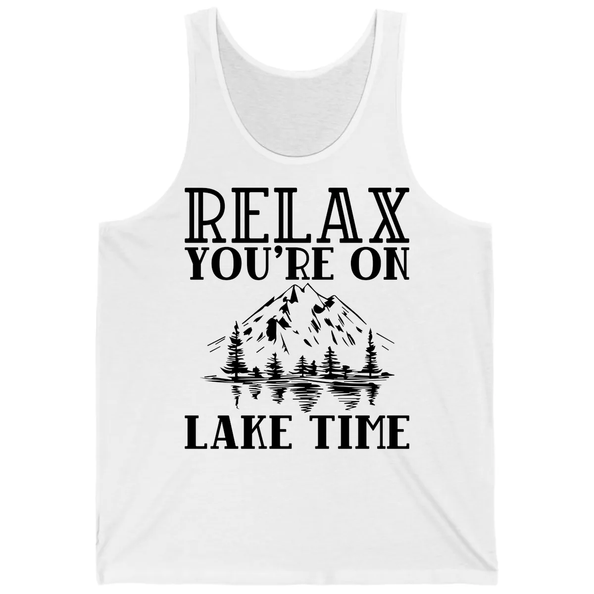 Relax You're On Lake Time Tank in White