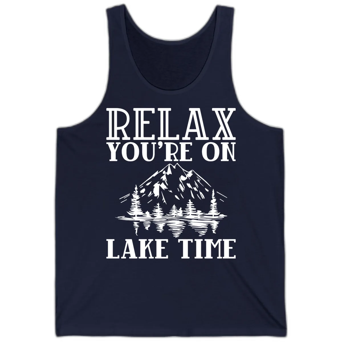 Relax You're On Lake Time Tank in Navy