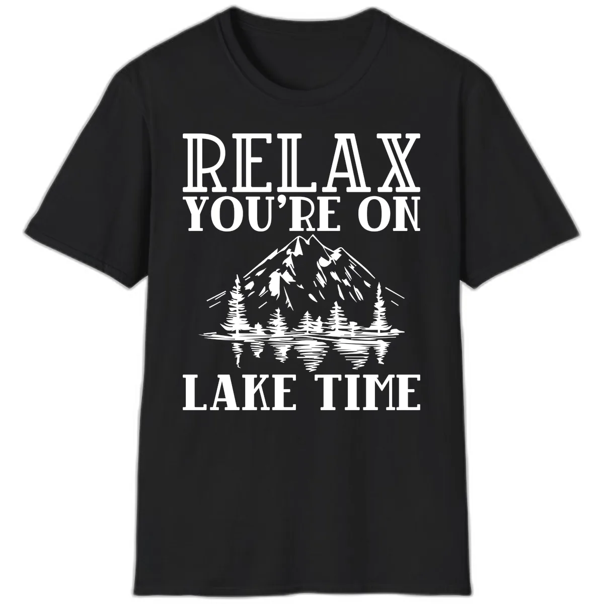 Relax You're On Lake Time T-Shirt in Black