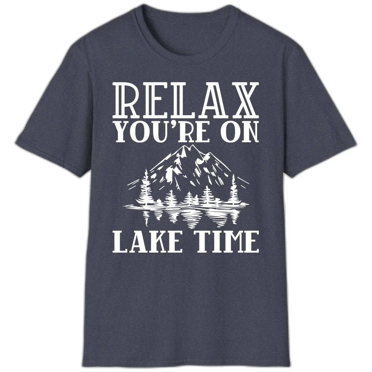 Relax You're On Lake Time T-Shirt in Heather Navy