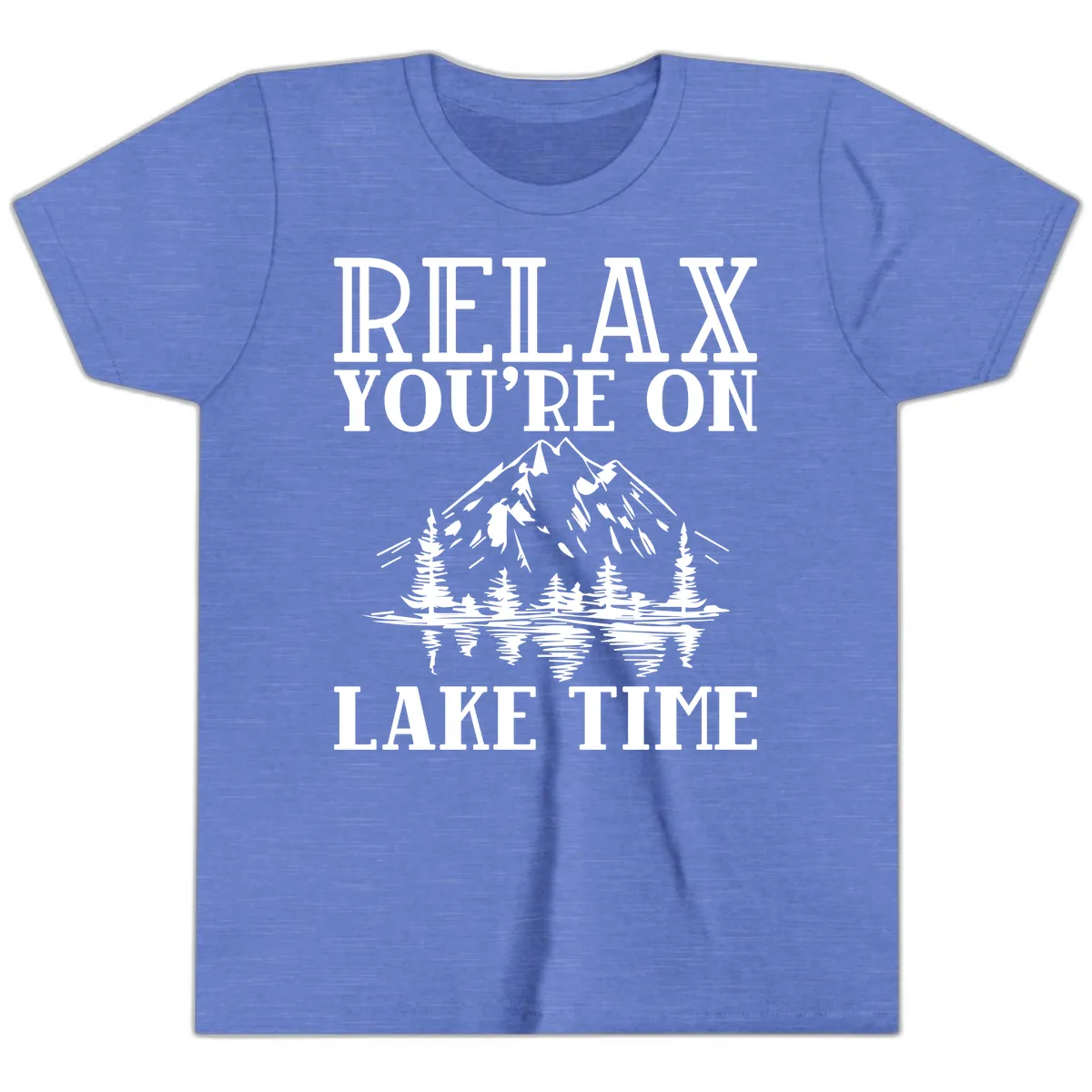 Relax You're On Lake Time Youth T-Shirt in Heather Columbia Blue
