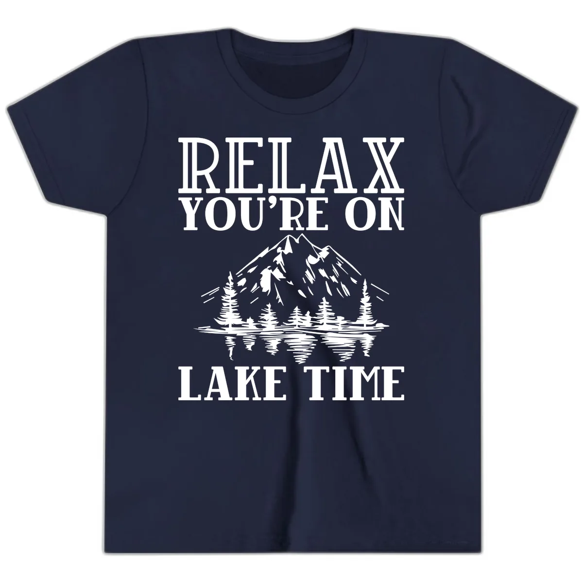 Relax You're On Lake Time Youth T-Shirt in Navy
