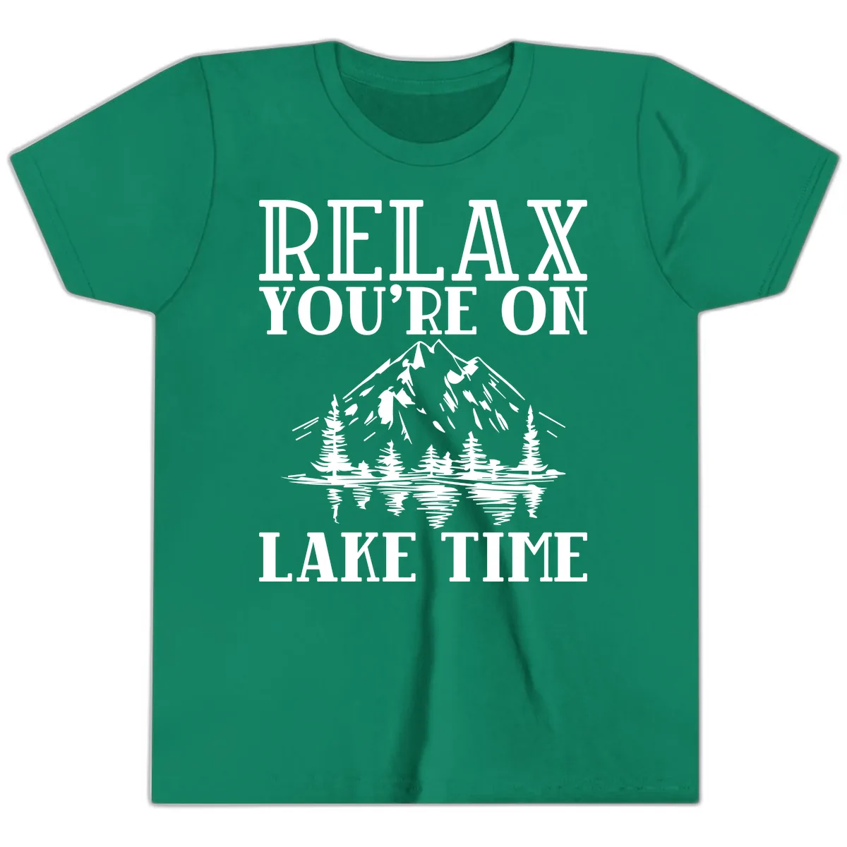 Relax You're On Lake Time Youth T-Shirt in Kelly