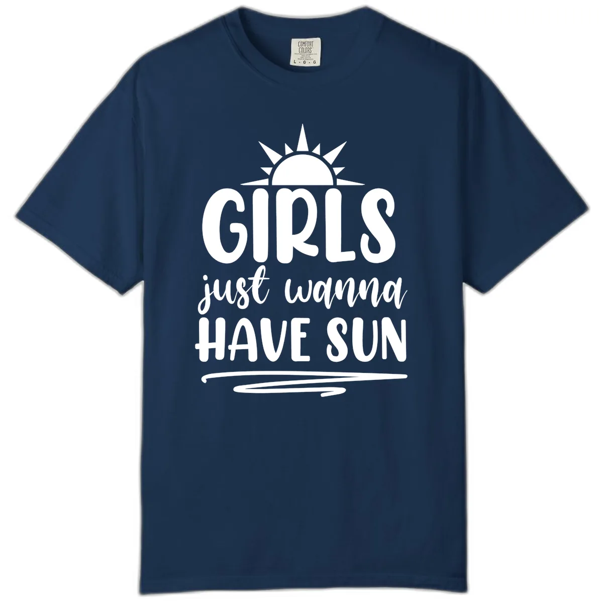 Girls Just Wanna Have Sun Design Comfort Color in Navy