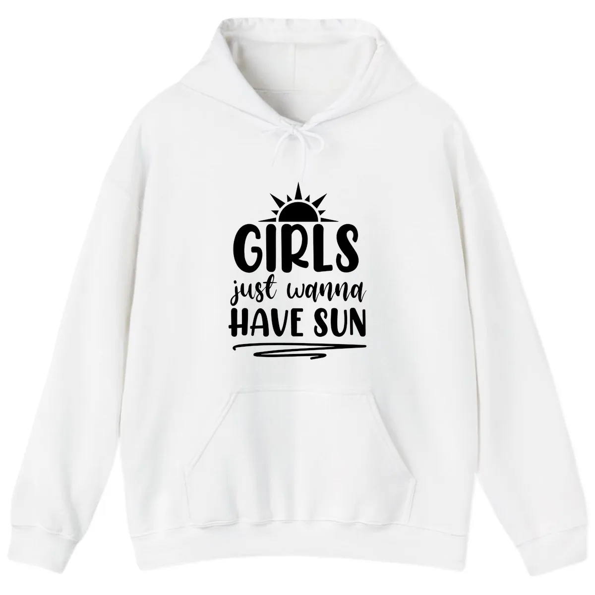 Girls Just Wanna Have Sun Design Hoodie in White