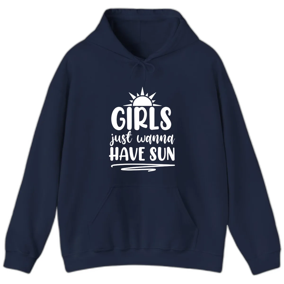 Girls Just Wanna Have Sun Design Hoodie in Navy