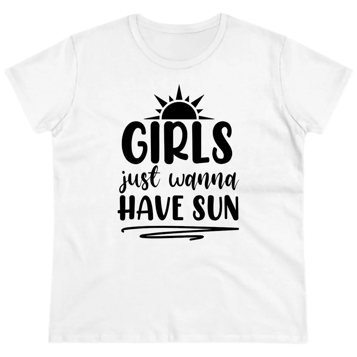 Girls Just Wanna Have Sun Design Ladies Tee in White