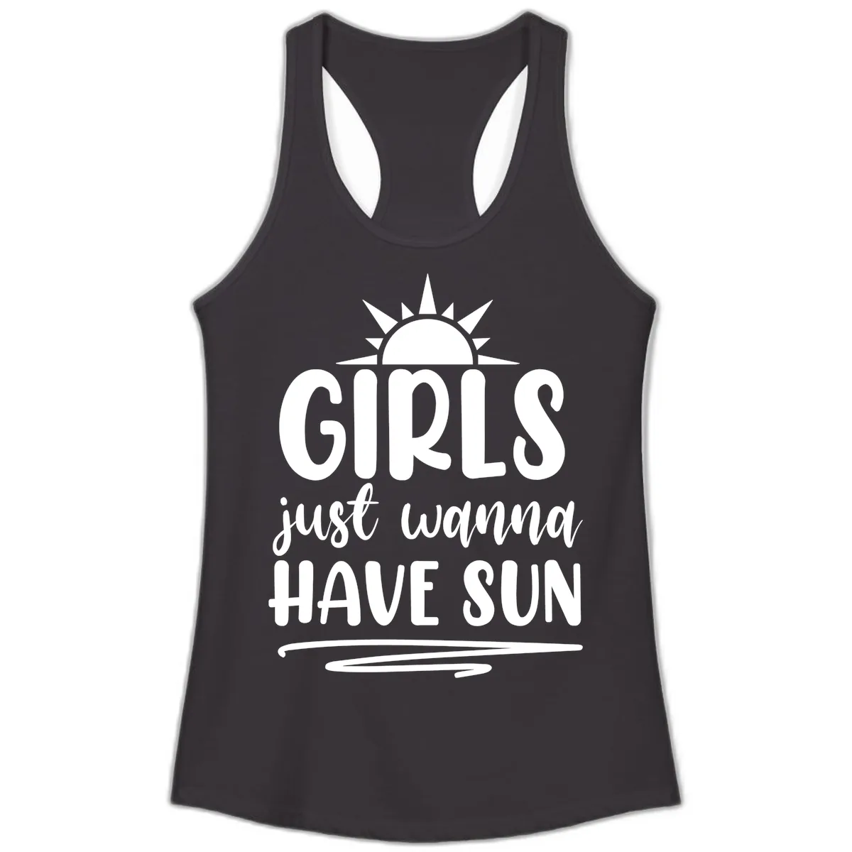 Girls Just Wanna Have Sun Design Ladies Tank in Black