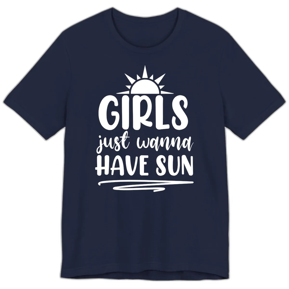 Girls Just Wanna Have Sun Design Premium T-Shirt in Navy