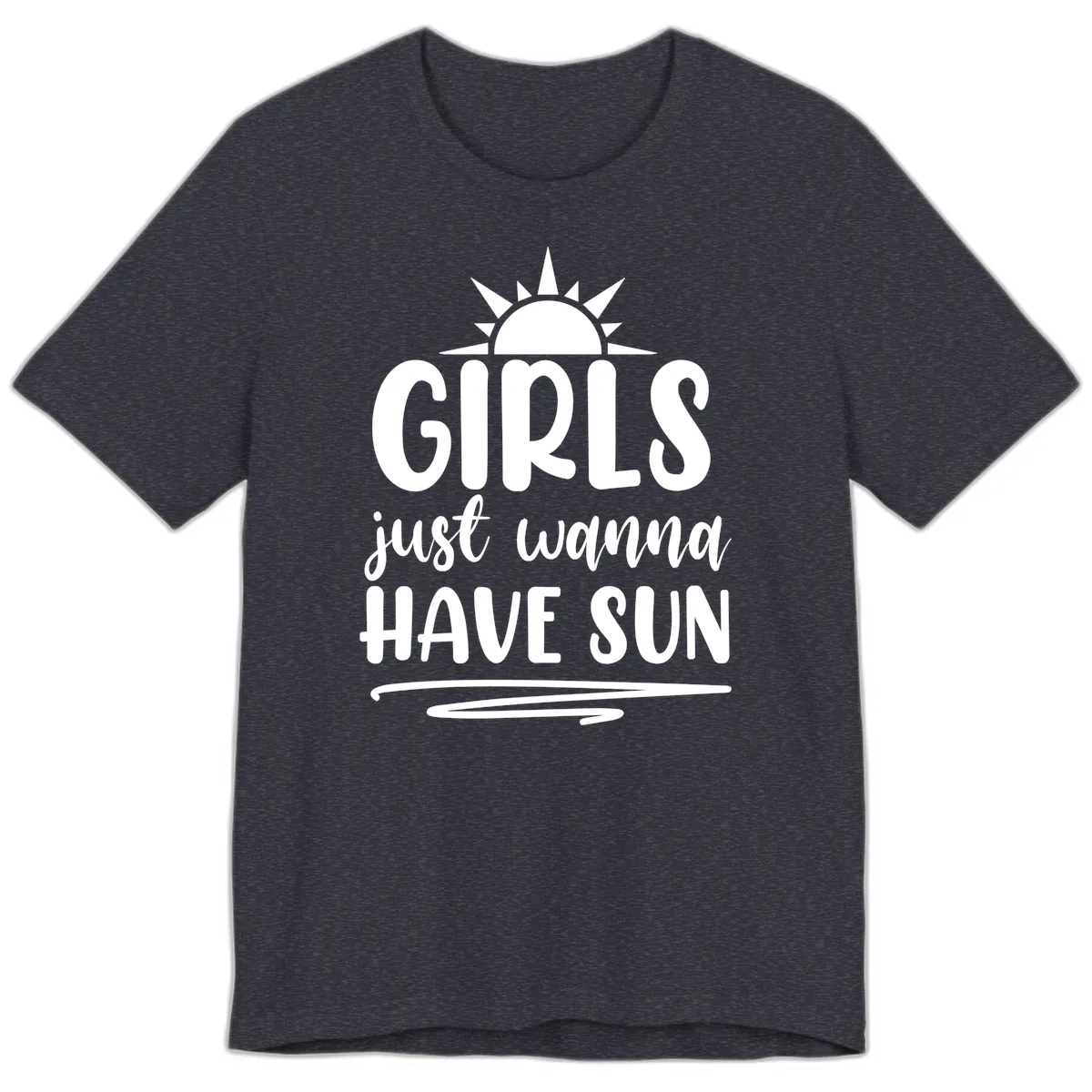 Girls Just Wanna Have Sun Design Premium T-Shirt in Heather Navy