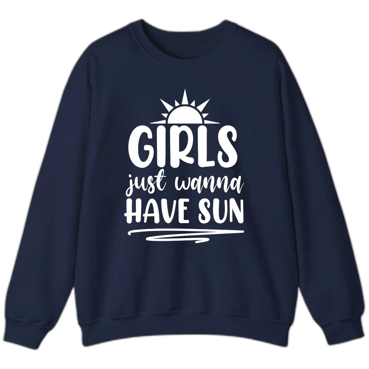 Girls Just Wanna Have Sun Design Sweatshirt in Navy