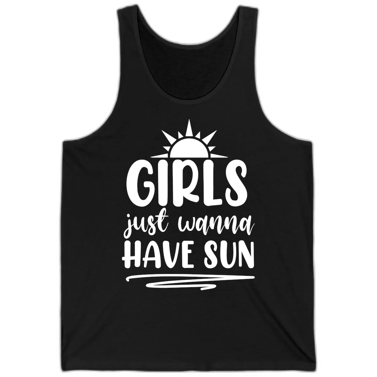 Girls Just Wanna Have Sun Design Tank in Black