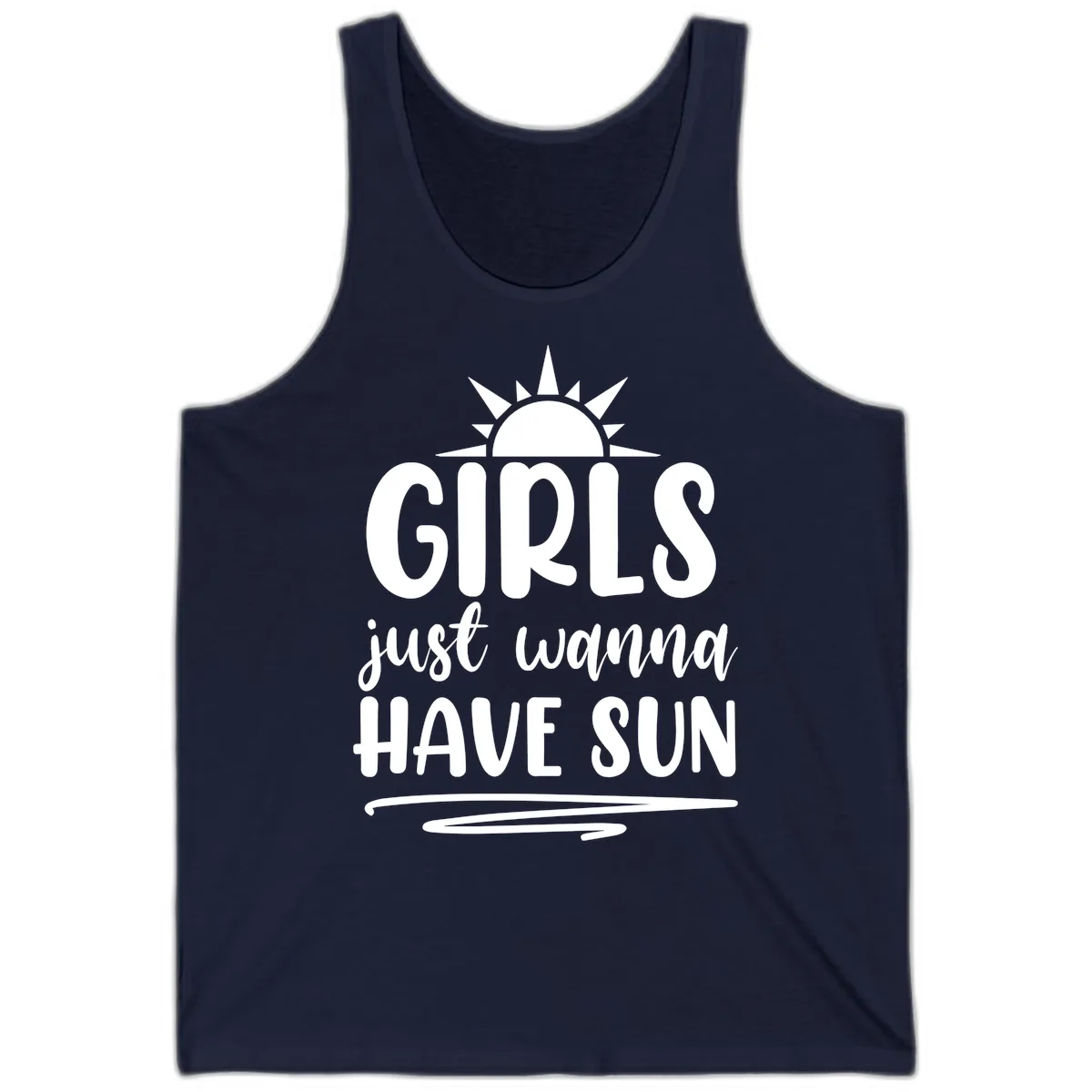 Girls Just Wanna Have Sun Design Tank in Navy
