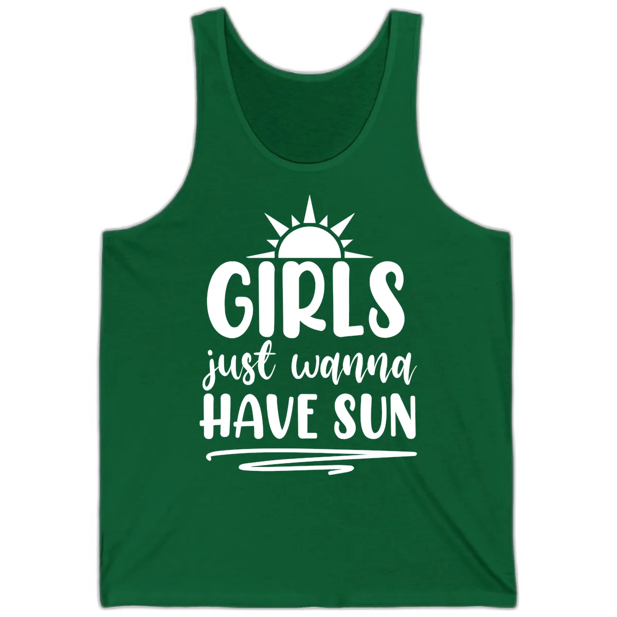 Girls Just Wanna Have Sun Design Tank in Kelly