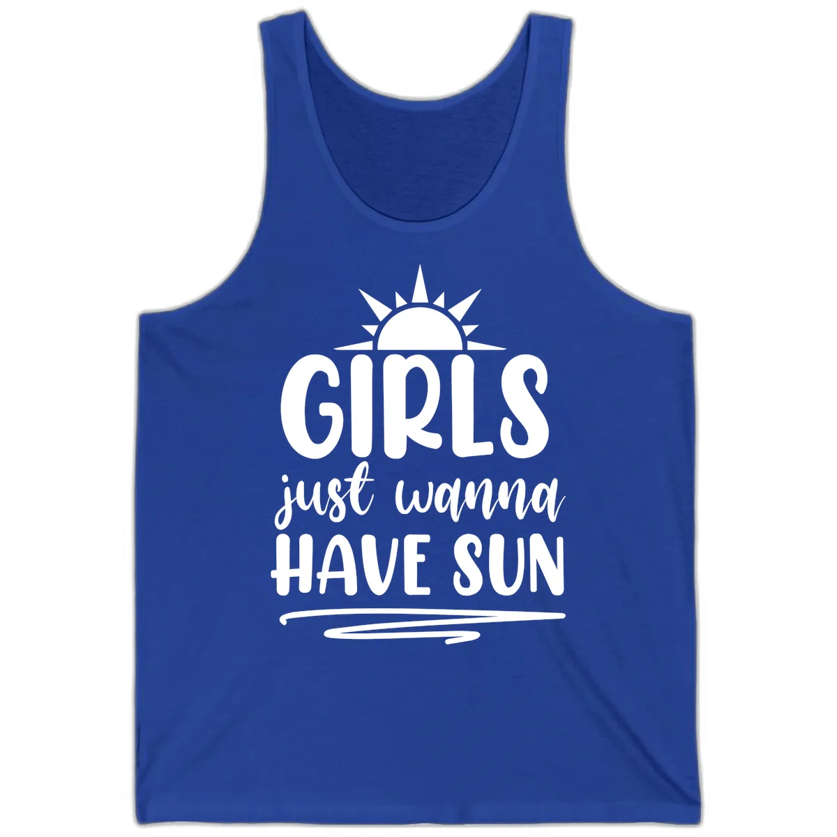 Girls Just Wanna Have Sun Design Tank in True Royal