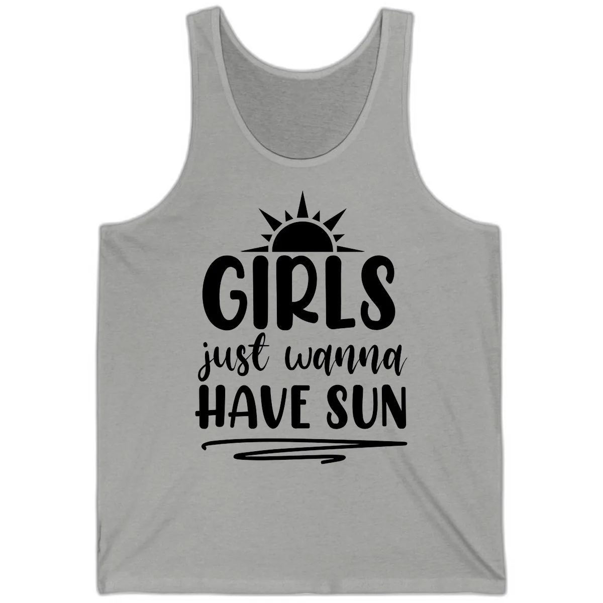 Girls Just Wanna Have Sun Design Tank in Athletic Heather