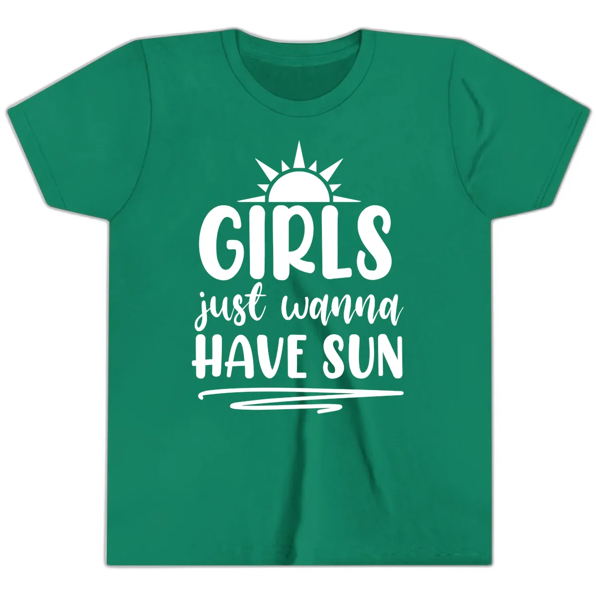 Girls Just Wanna Have Sun Design Youth T-Shirt in Kelly