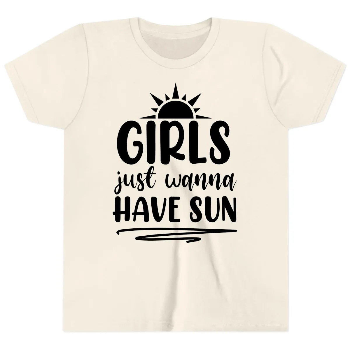 Girls Just Wanna Have Sun Design Youth T-Shirt in Natural