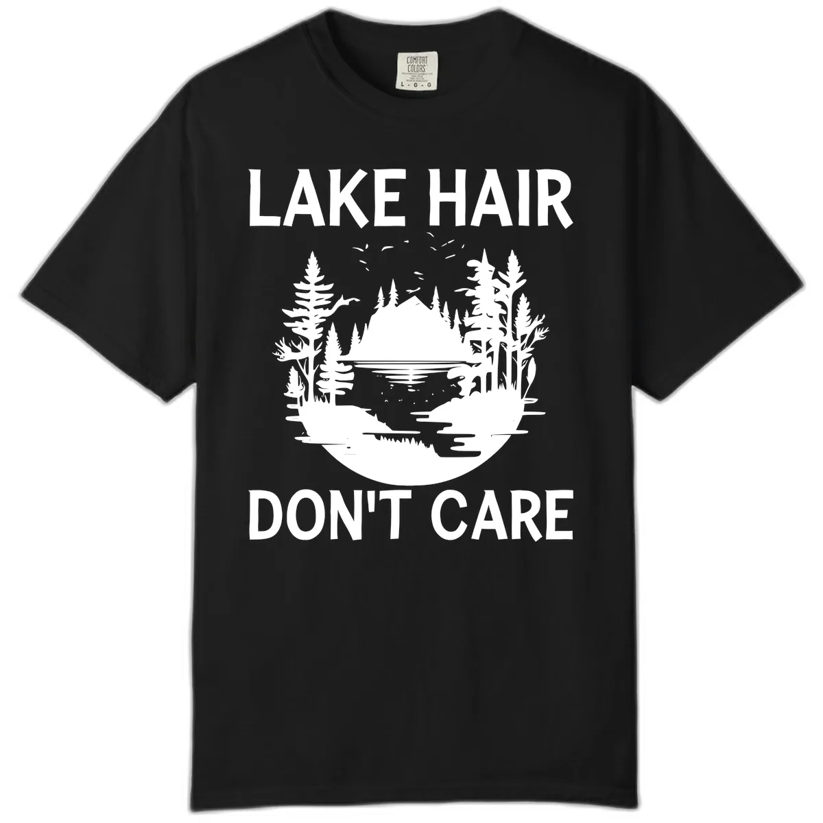 Lake Hair Don't Care Nature Scene Comfort Color in Black