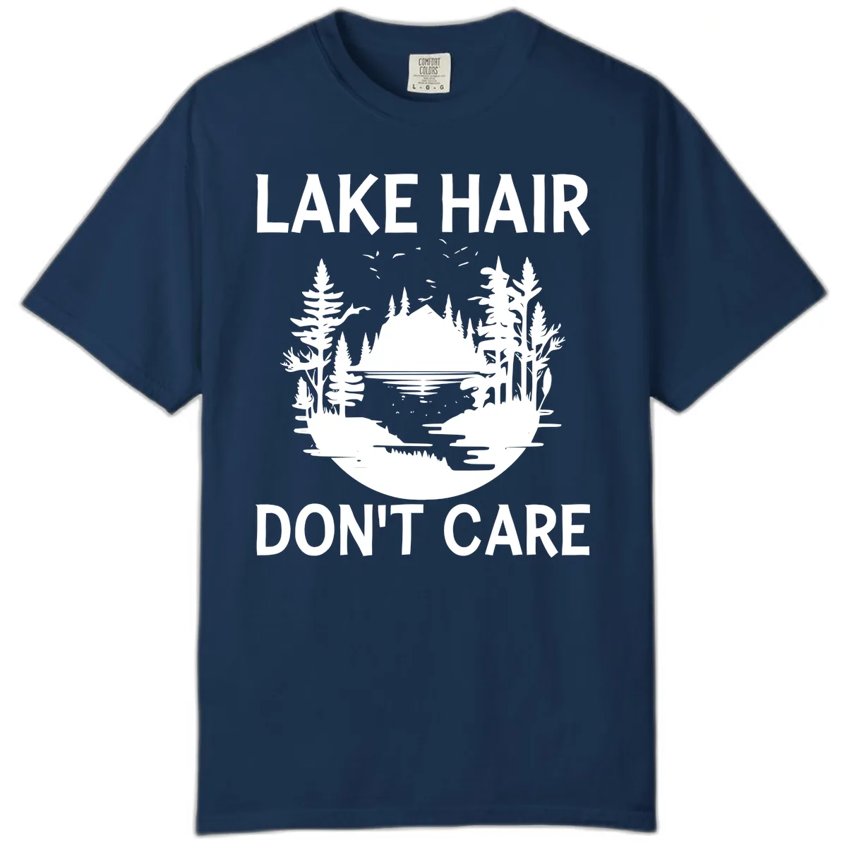 Lake Hair Don't Care Nature Scene Comfort Color in Navy