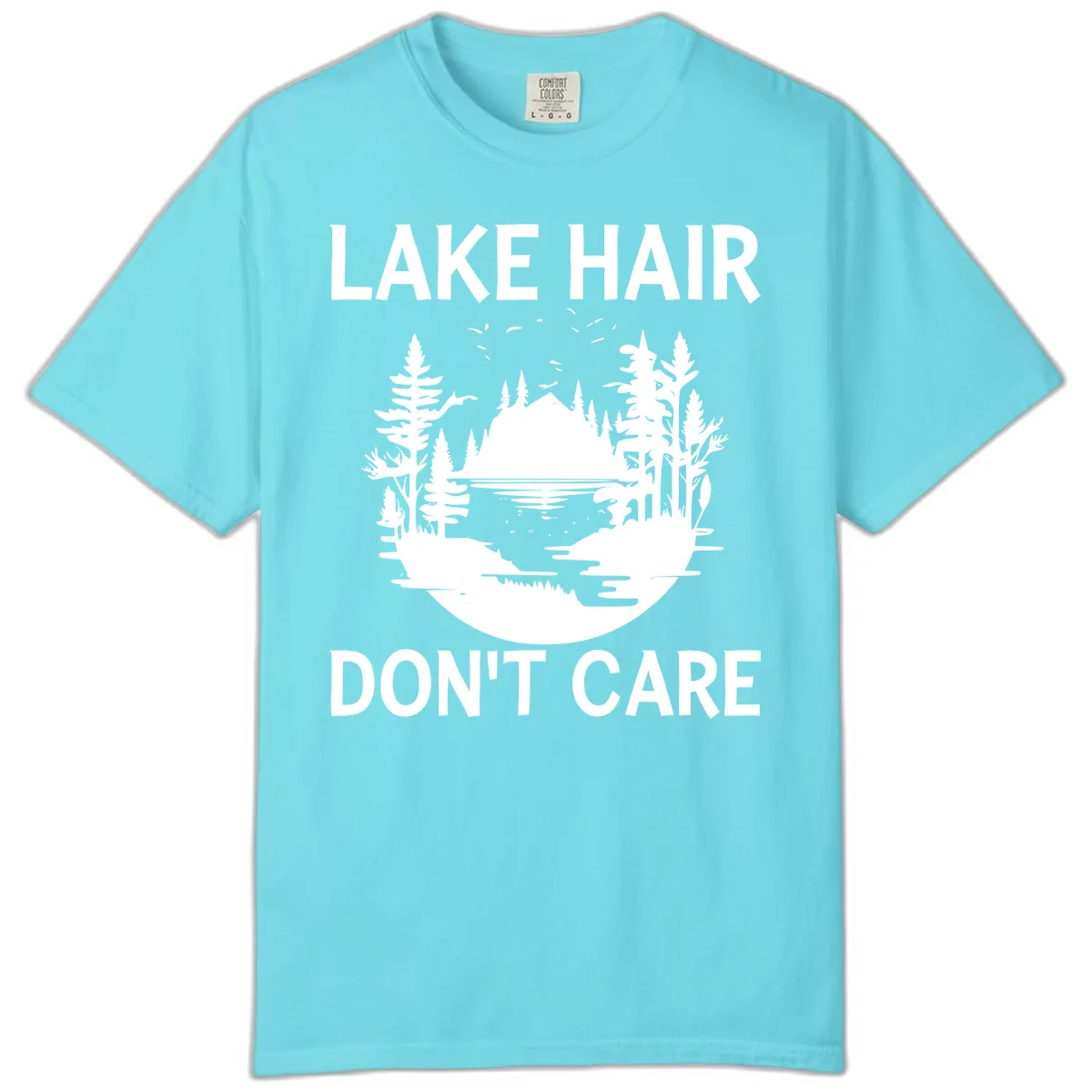 Lake Hair Don't Care Nature Scene Comfort Color in Lagoon Blue