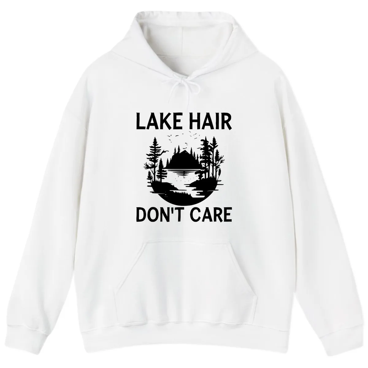 Lake Hair Don't Care Nature Scene Hoodie in White
