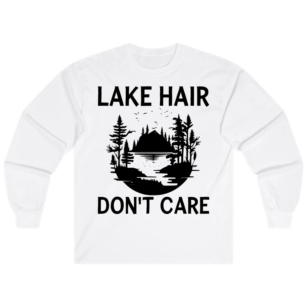 Lake Hair Don't Care Nature Scene Long Sleeve in White