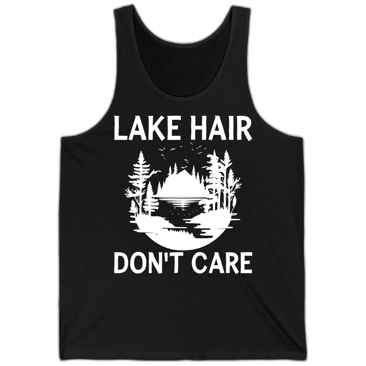 Lake Hair Don't Care Nature Scene Tank in Black