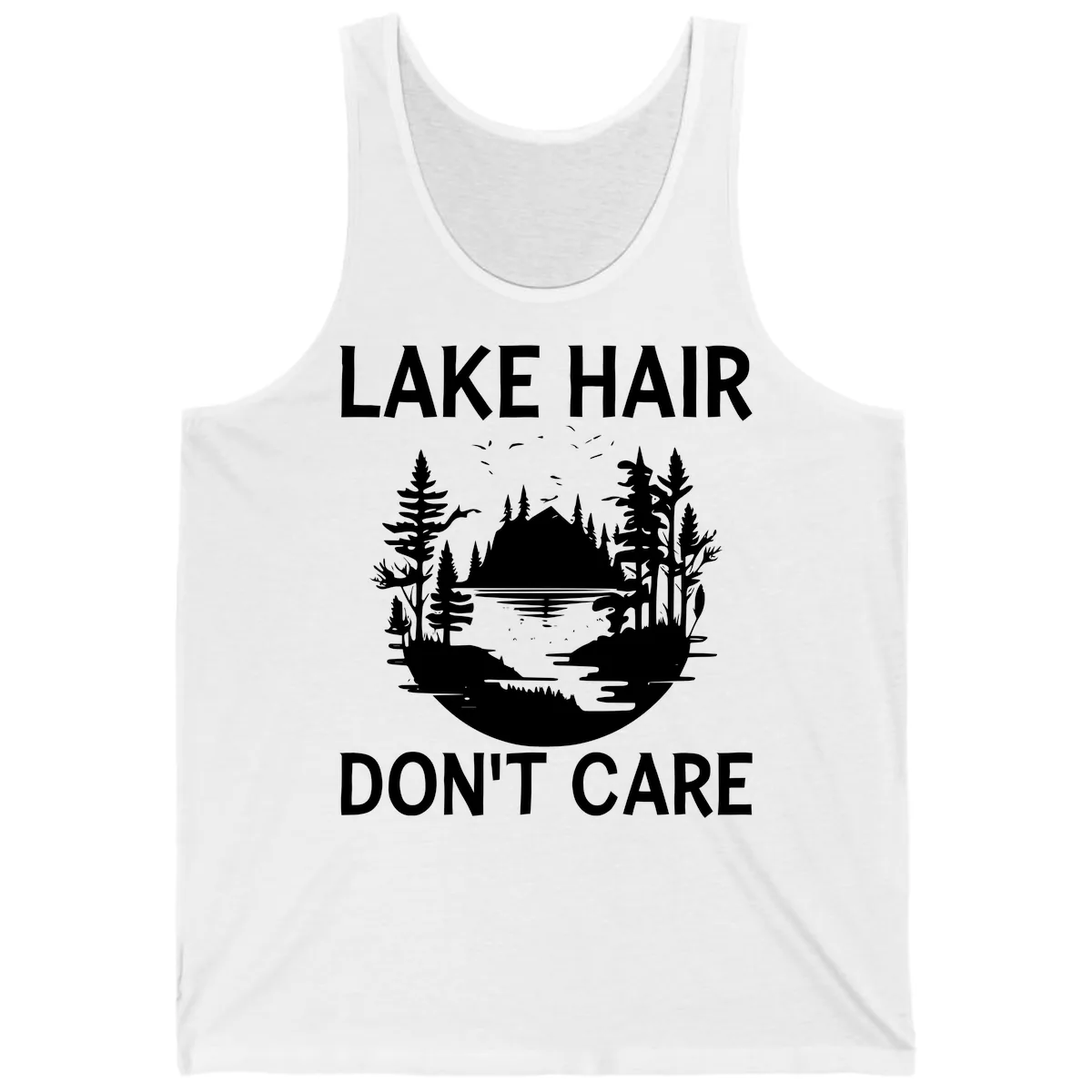 Lake Hair Don't Care Nature Scene Tank in White