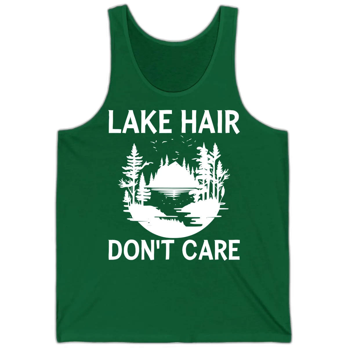 Lake Hair Don't Care Nature Scene Tank in Kelly