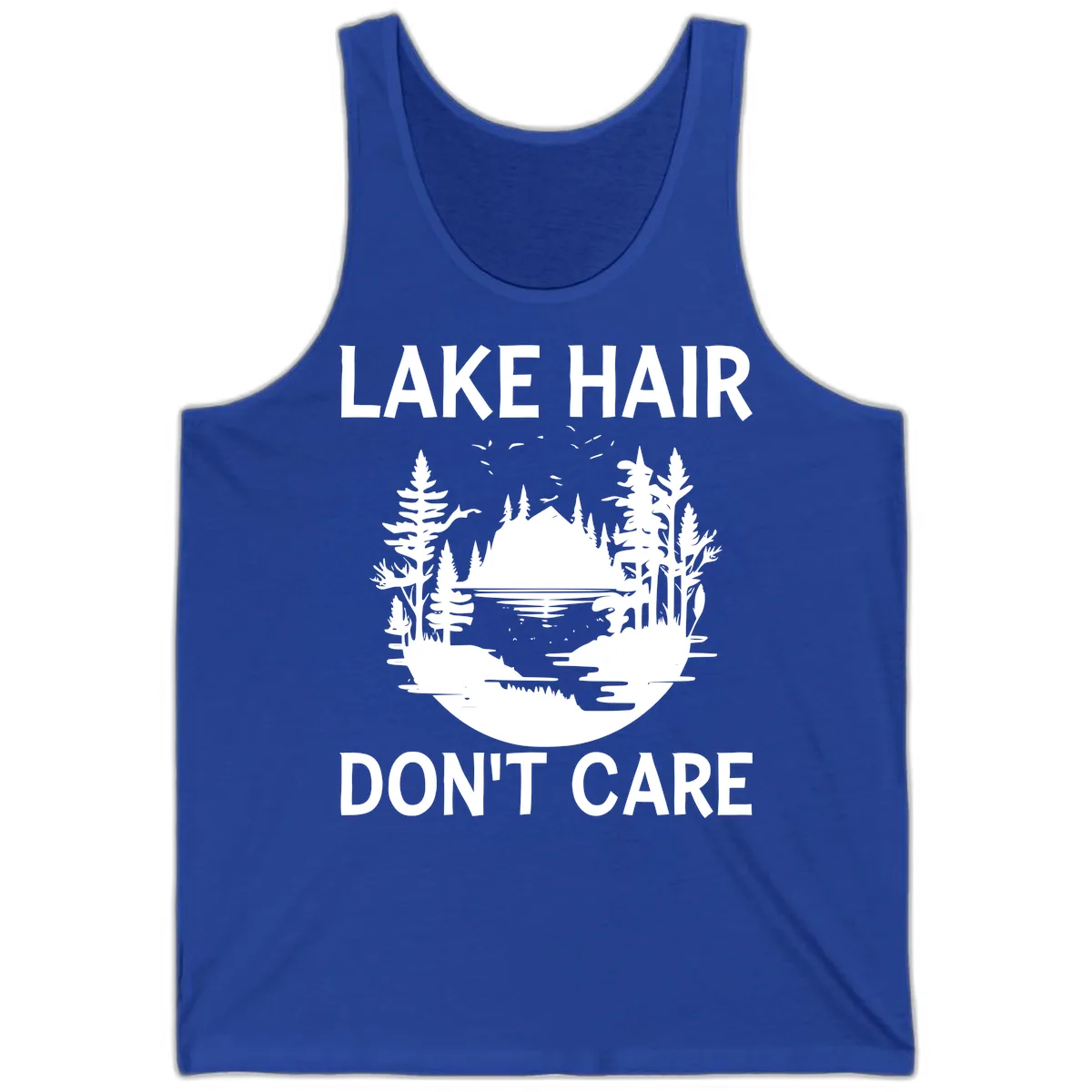 Lake Hair Don't Care Nature Scene Tank in True Royal