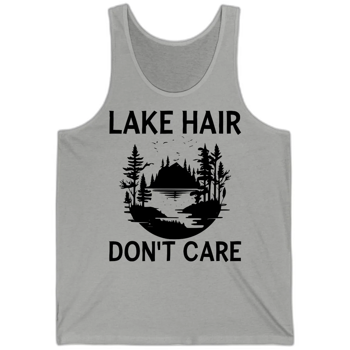 Lake Hair Don't Care Nature Scene Tank in Athletic Heather