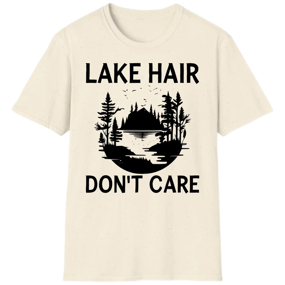 Lake Hair Don't Care Nature Scene T-Shirt in Natural
