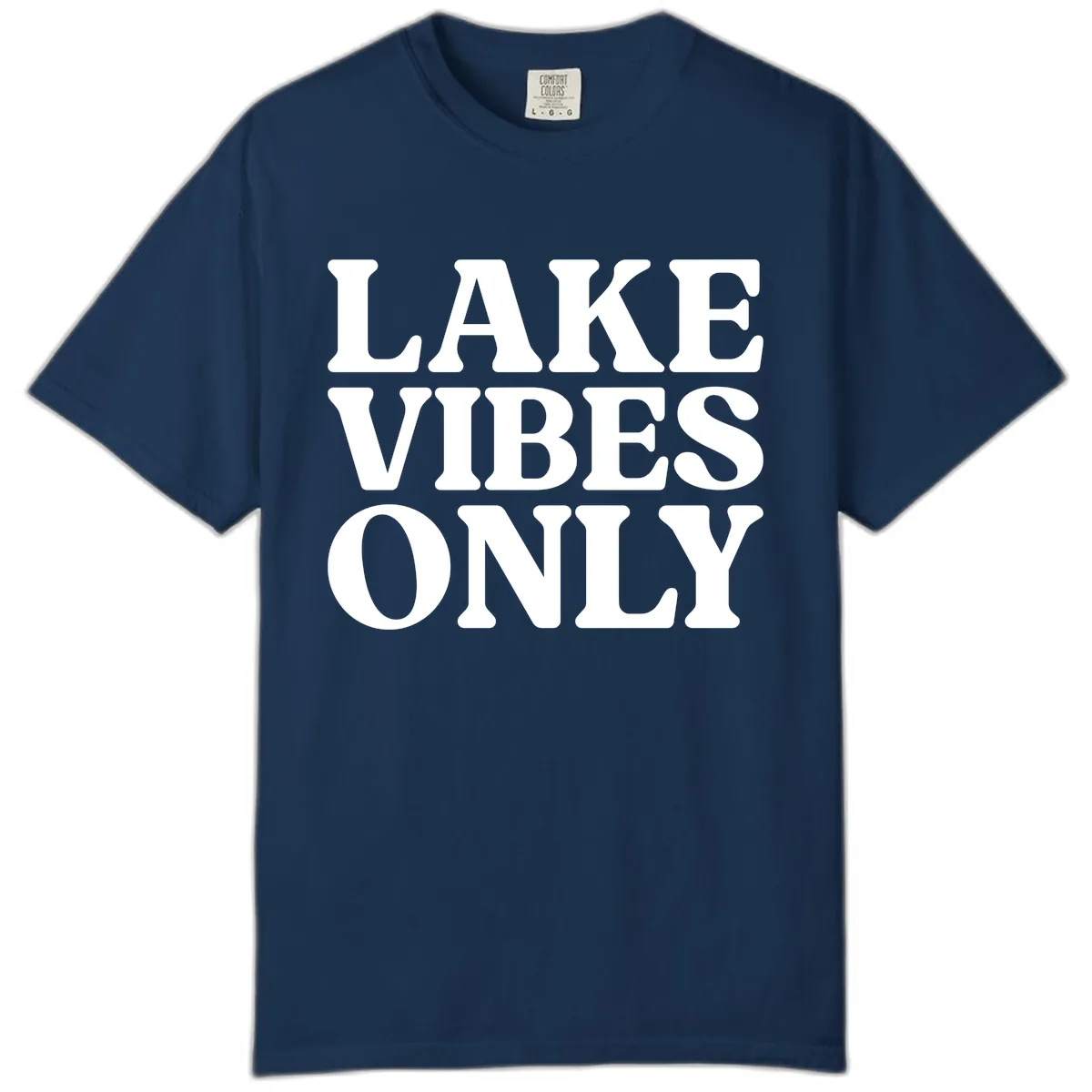 Lake Vibes Only Typography Design Comfort Color in Navy