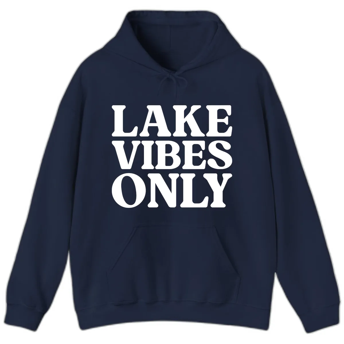 Lake Vibes Only Typography Design Hoodie in Navy