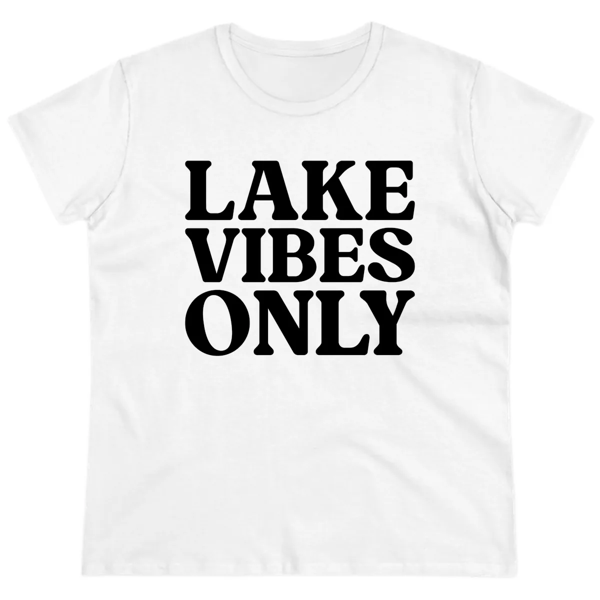 Lake Vibes Only Typography Design Ladies Tee in White