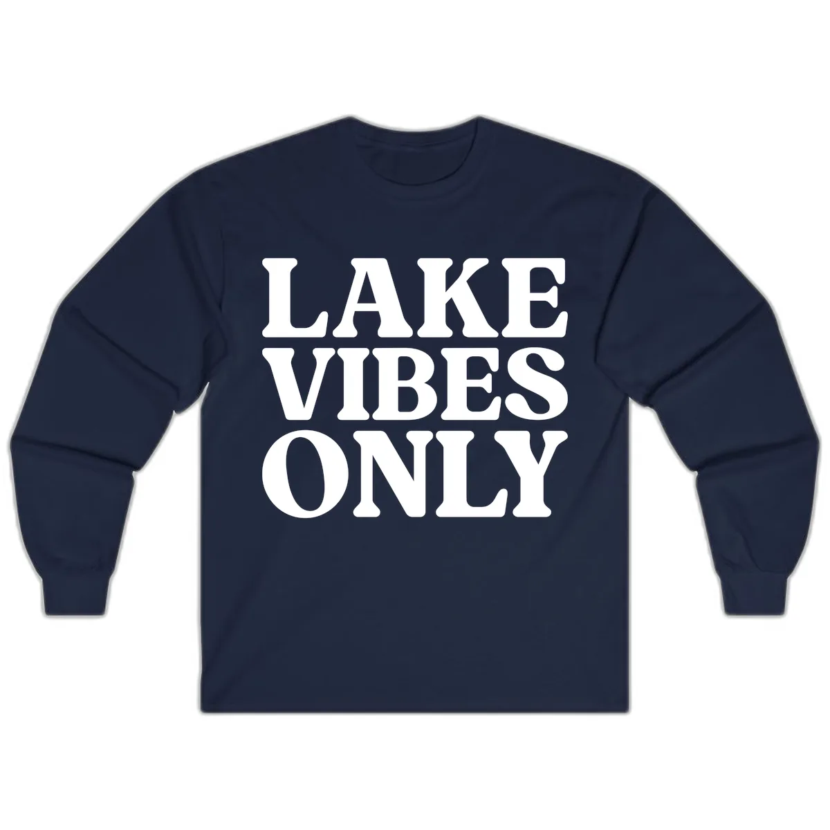 Lake Vibes Only Typography Design Long Sleeve in Navy