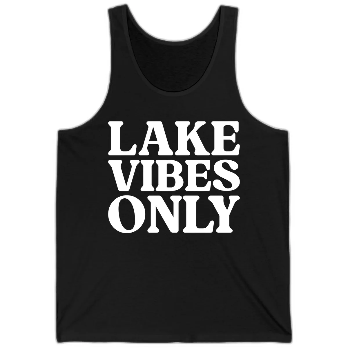 Lake Vibes Only Typography Design Tank in Black
